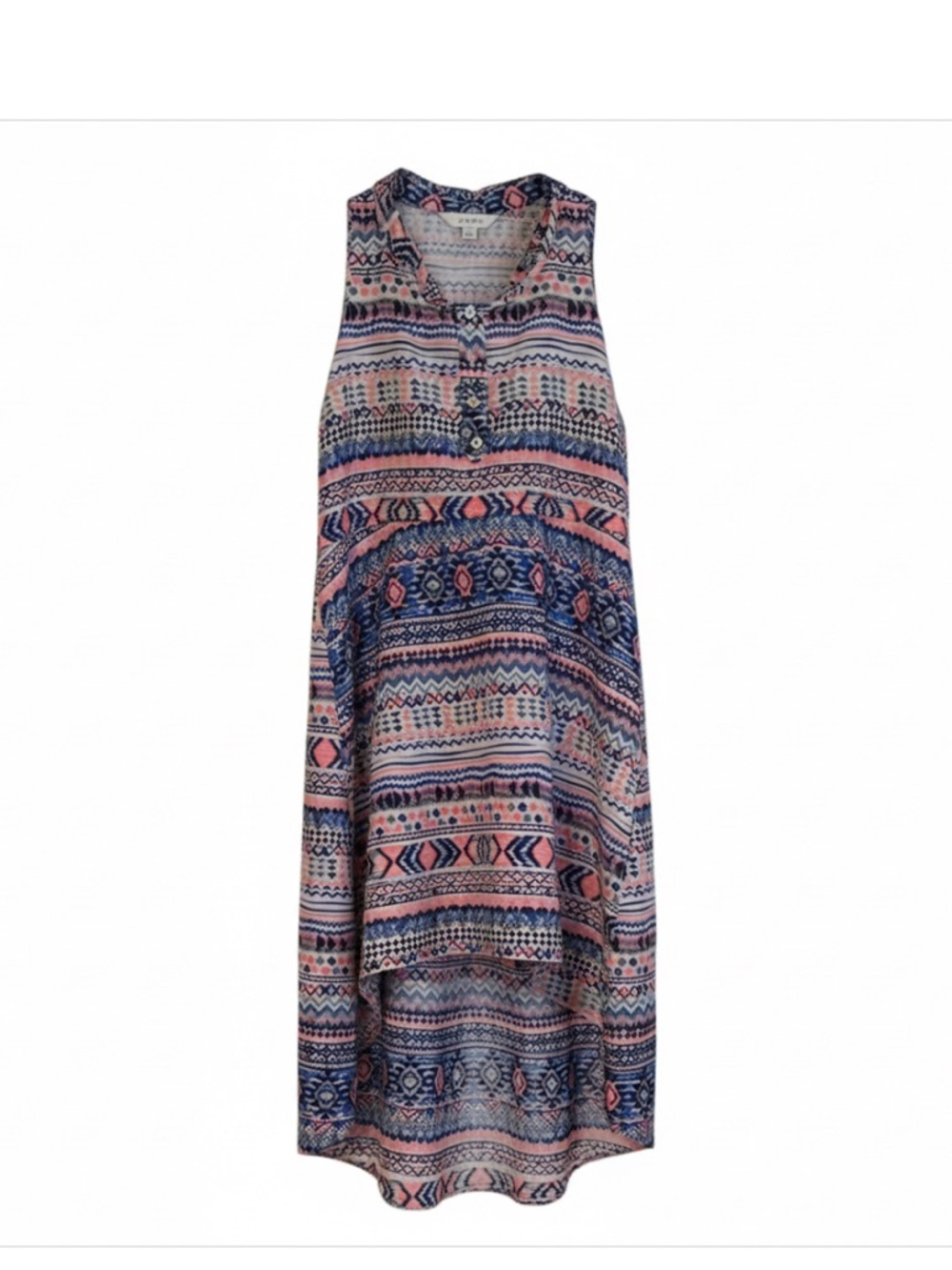 Girls' Sleeveless Aztec Print Casual Dress - Pink & Blue